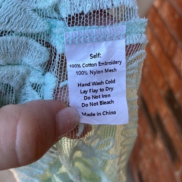 Jen's Pirate Booty Mint Green Lace Embroidered Drop Waist Mini Dress Women's SM - Picture 10 of 10